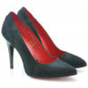 Elegante Damenschuhe 1230 Schwarz Satin Antilope