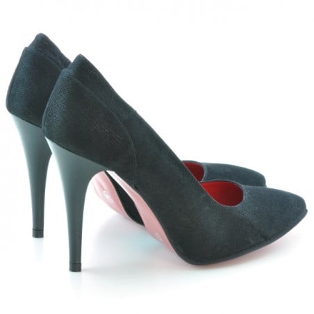 Elegante Damenschuhe 1230 Schwarz Satin Antilope