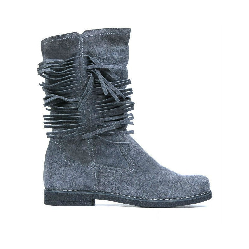 Damenstiefel 3242 grau Veloursleder