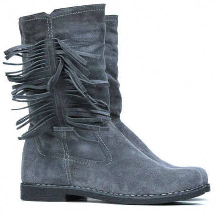 Damenstiefel 3242 grau Veloursleder