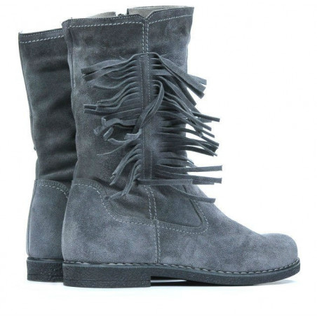 Damenstiefel 3242 grau Veloursleder