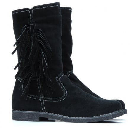 Damenstiefel 3242 schwarz Veloursleder