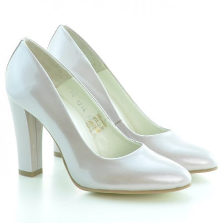 Elegante Damenschuhe 1214 beige Perlmutt Lack