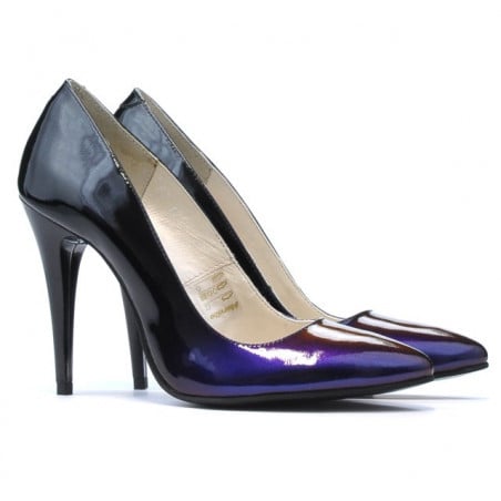 Elegante Schuhe 1241 schwarzer+violetter Lack (Chamäleon)