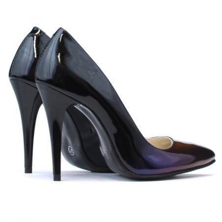 Elegante Schuhe 1241 schwarzer+violetter Lack (Chamäleon)