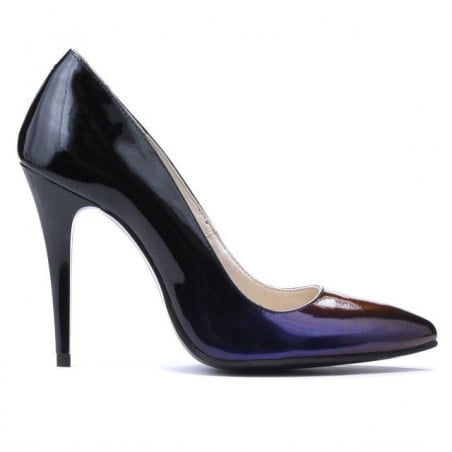 Elegante Schuhe 1241 schwarzer+violetter Lack (Chamäleon)