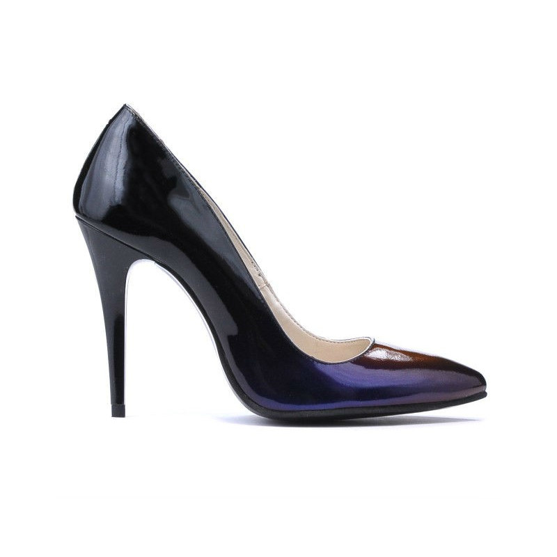 Elegante Schuhe 1241 schwarzer+violetter Lack (Chamäleon)