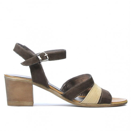 Damen Sandalen 5024 Kaffee Velours kombiniert