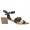 Damen Sandalen 5024 Kaffee Velours kombiniert