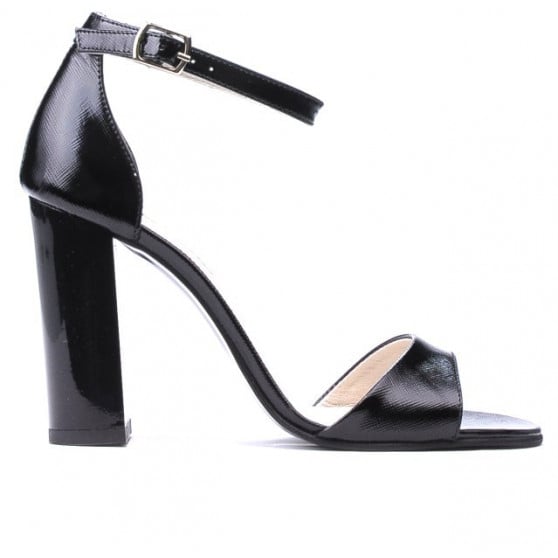 Damensandalen 1259 lackiertes Schwarz Satin Damensandalen 1259 lackiertes Schwarz Satin