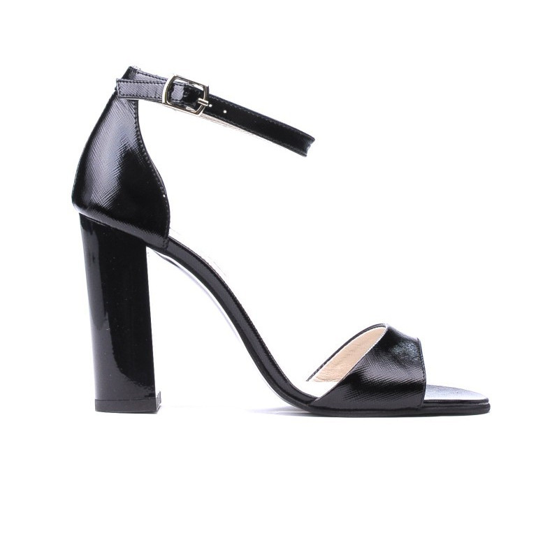 Damensandalen 1259 lackiertes Schwarz Satin