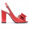 Damen Sandalen 1256 Lack Rot Koralle