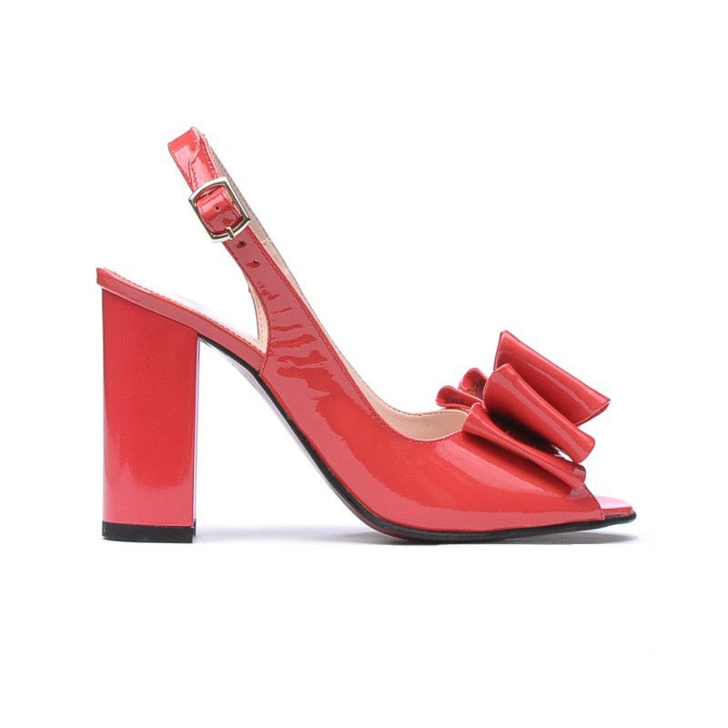 Damen Sandalen 1256 Lack Rot Koralle