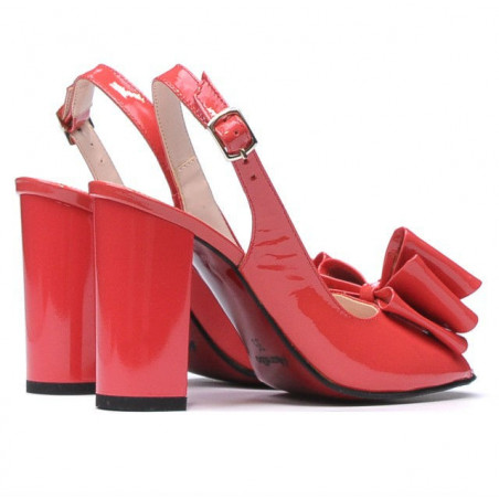 Damen Sandalen 1256 Lack Rot Koralle