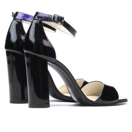 Damensandalen 1259 schwarzer + lila Lack (Chamäleon)