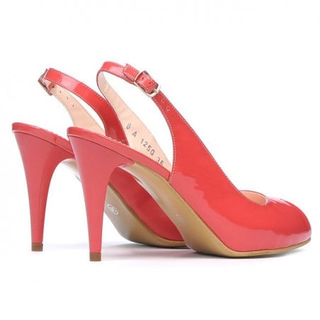 Damen Sandalen 1250 Lack Rot Koralle