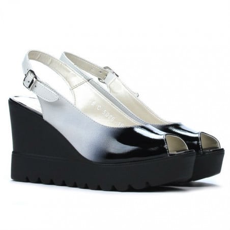 Damen-Sandalen 5026 schwarz+weiß