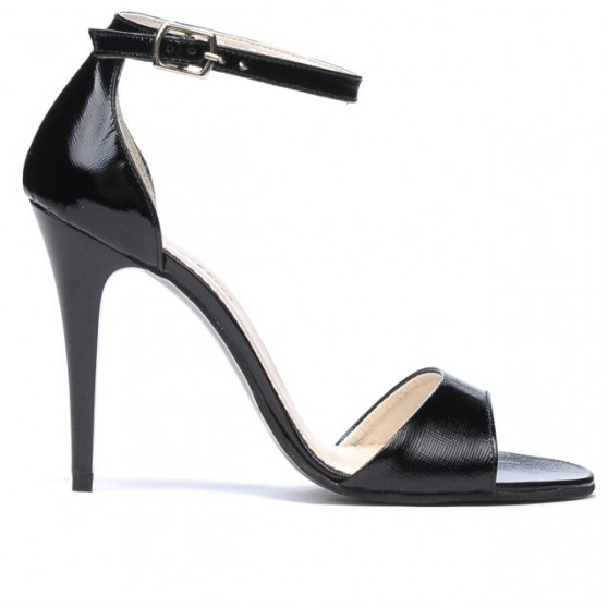 Damen Sandalen 1238 schwarzer satinlack