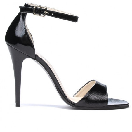 Damen Sandalen 1238 schwarzer satinlack