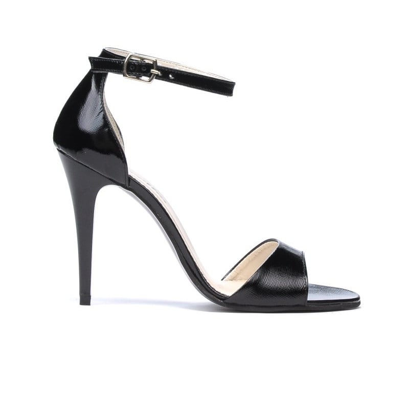 Damen Sandalen 1238 schwarzer satinlack