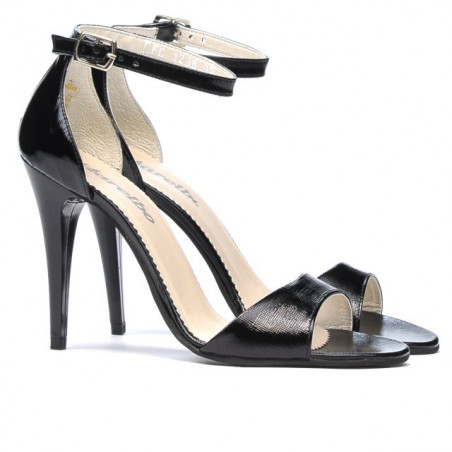 Damen Sandalen 1238 schwarzer satinlack