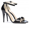 Damen Sandalen 1238 schwarzer satinlack