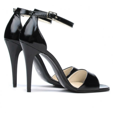 Damen Sandalen 1238 schwarzer satinlack