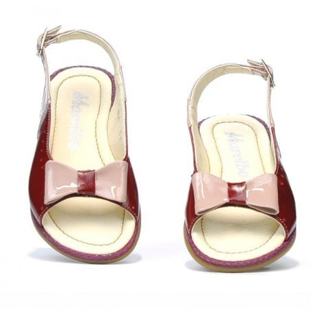 Kleinkind-Sandalen 58c Lack Bordeaux+Perlmutt Beige