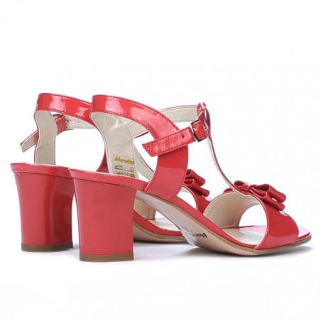 Damen Sandalen 1257 Lack Rot Koralle