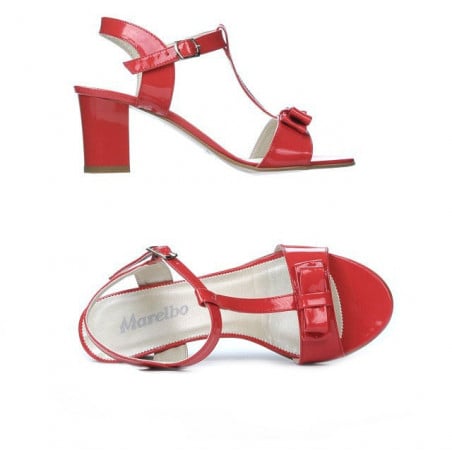 Damen Sandalen 1257 Lack Rot Koralle