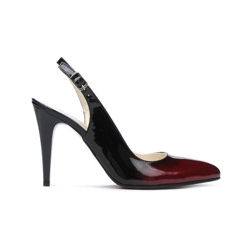 Damen Sandalen 1249 Lack Bordeaux+Schwarz