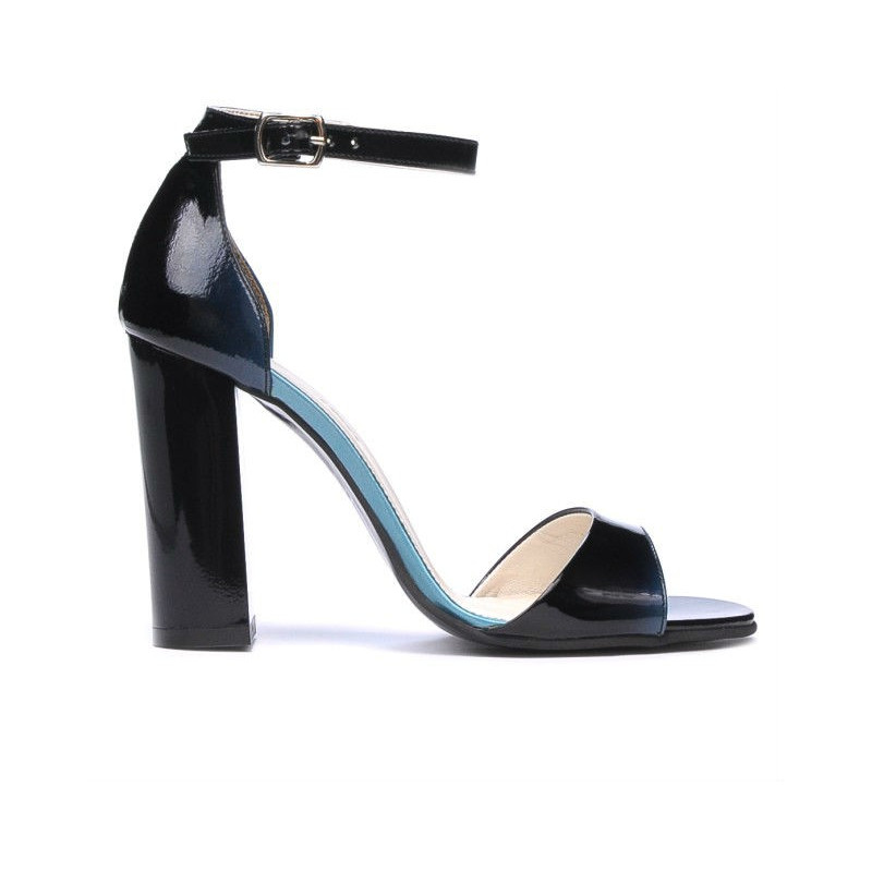 Damensandalen 1259 Lack Blau+Schwarz