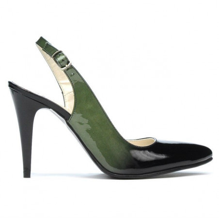 Damen Sandalen 1249 Lack grün+schwarz