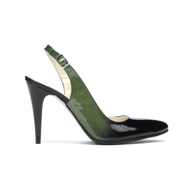 Damen Sandalen 1249 Lack grün+schwarz