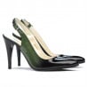 Damen Sandalen 1249 Lack grün+schwarz