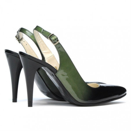 Damen Sandalen 1249 Lack grün+schwarz