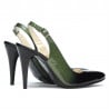 Damen Sandalen 1249 Lack grün+schwarz