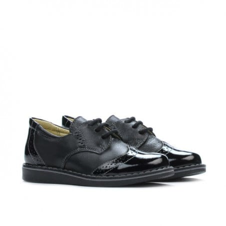 Kleinkinderschuhe 60c in kombinierter schwarzer Lackoptik