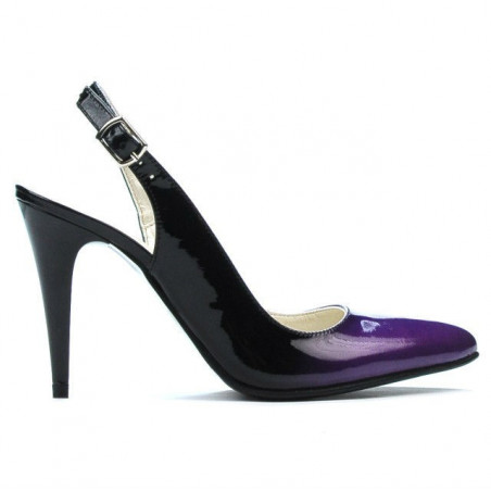 Damen Sandalen 1249 Lack lila+schwarz