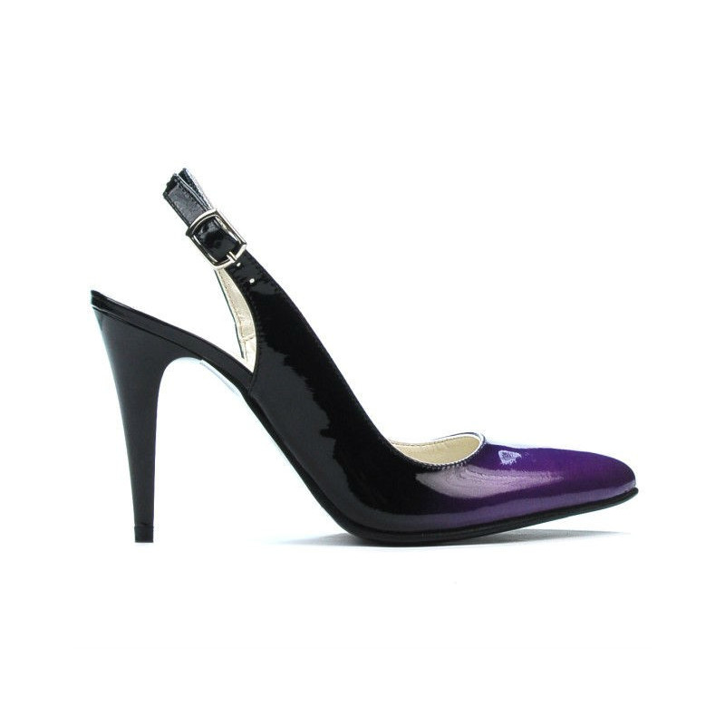 Damen Sandalen 1249 Lack lila+schwarz