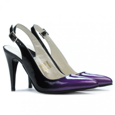 Damen Sandalen 1249 Lack lila+schwarz