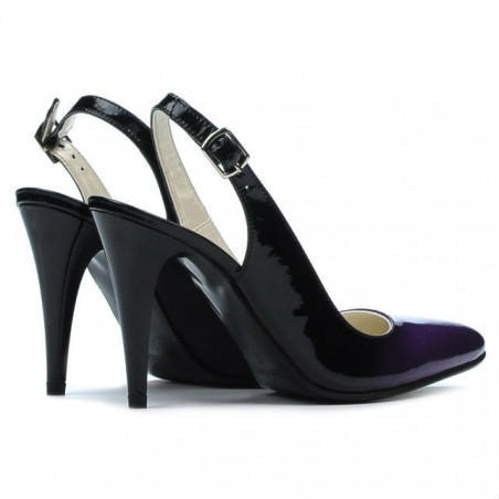 Damen Sandalen 1249 Lack lila+schwarz
