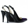 Damen Sandalen 1249 Lack lila+schwarz