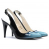 Dament Sandalen 1249 Lack blau+schwarz