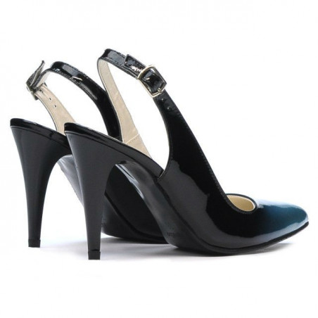 Dament Sandalen 1249 Lack blau+schwarz