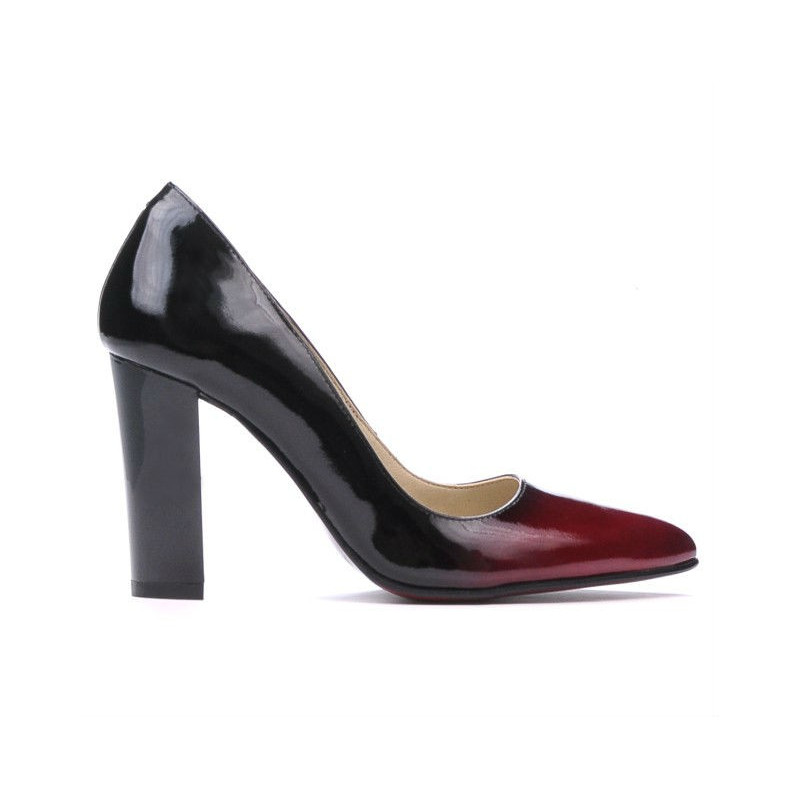 Elegante Damenschuhe 1261 Lack Bordeaux+Schwarz