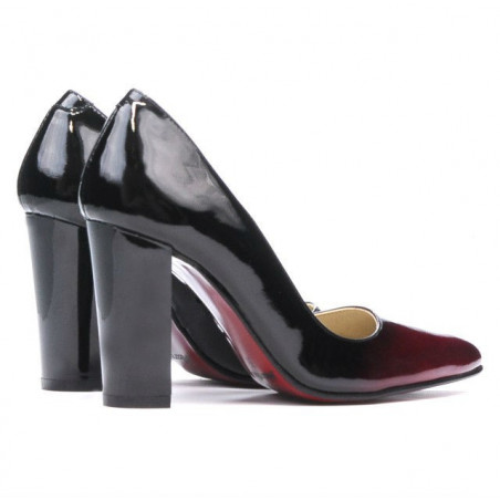 Elegante Damenschuhe 1261 Lack Bordeaux+Schwarz