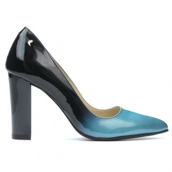 Damen elegante Schuhe 1261 Lack Blau+Schwarz Damen elegante Schuhe 1261 Lack Blau+Schwarz