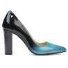 Damen elegante Schuhe 1261 Lack Blau+Schwarz