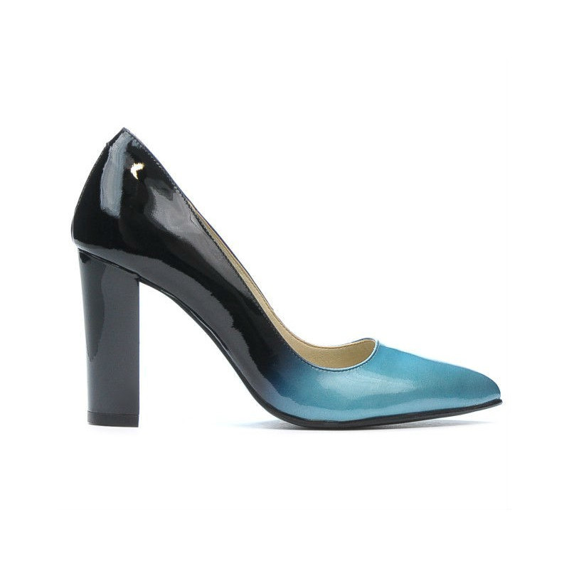 Damen elegante Schuhe 1261 Lack Blau+Schwarz